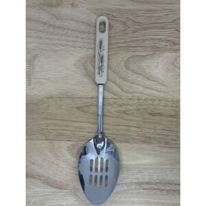 vintage Ekco‎ "Spice of Life" slotted serving spoon chrome-plated utensil #14